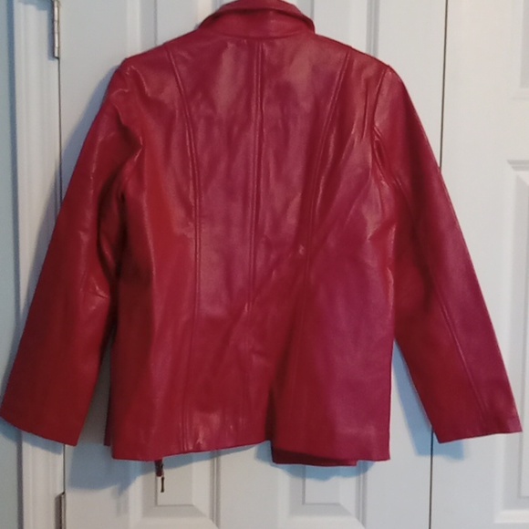 Dialogue Vintage Red Leather Women's Jacket - Picture 4 of 6